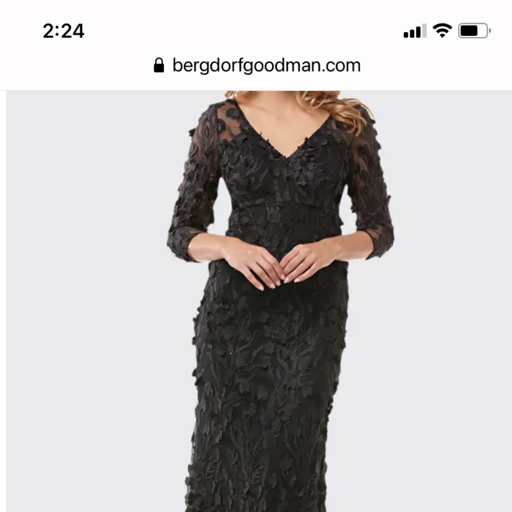 Carmen Marc Valvo Black Appliqué Gown, Size 8